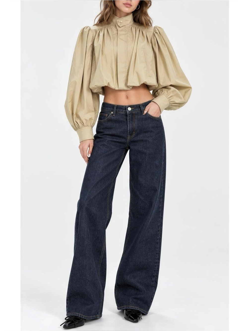 EB DENIM Low Rise Baggy Jeans, Havana Night, 24”